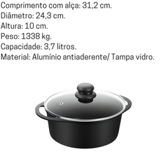 Caçarola Preta N24 Antiaderente 3,7L
