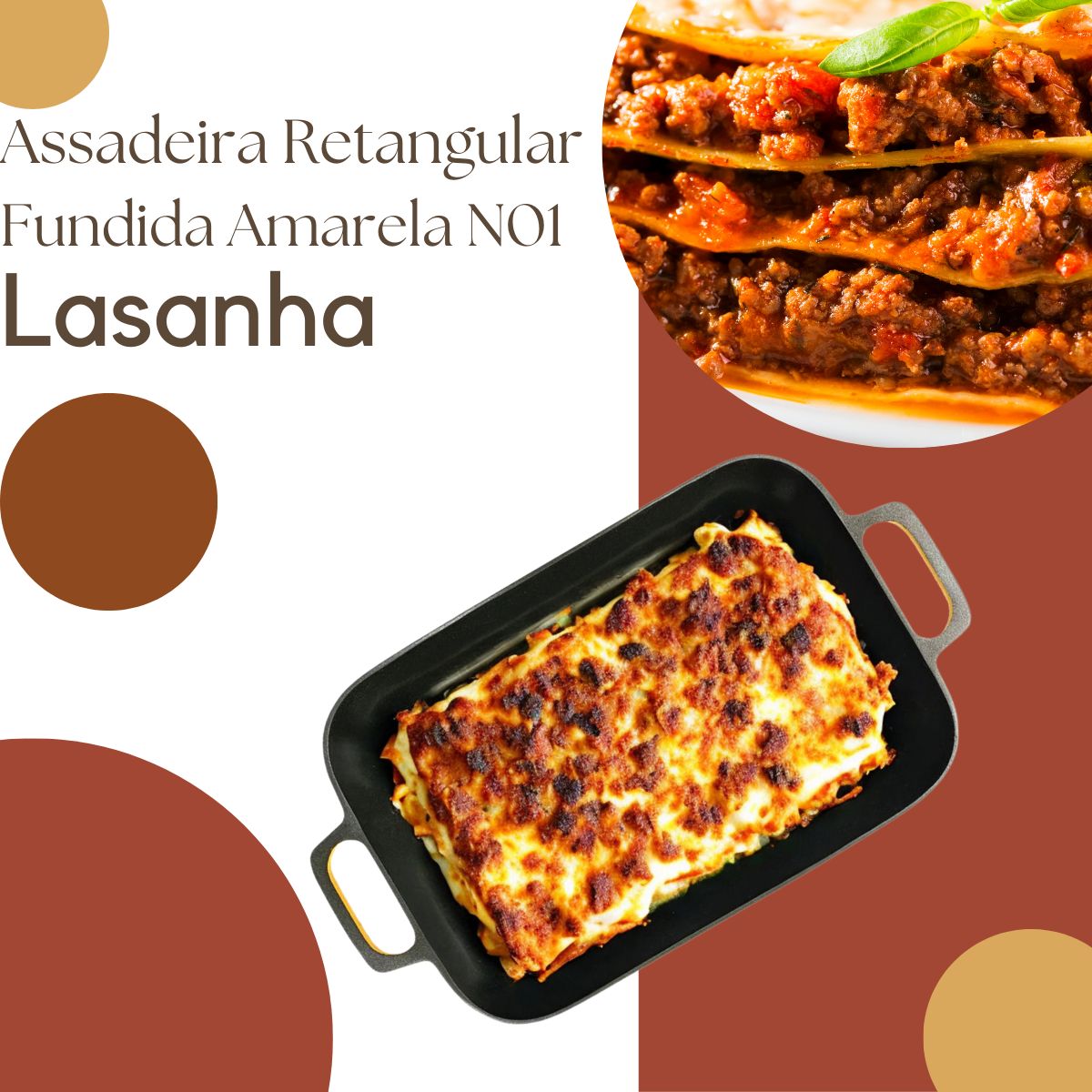 Assadeira Retangular Fundida Amarela Antiaderente N1 - A Gourmet