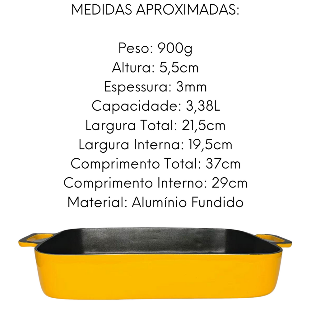 Assadeira Retangular Fundida Amarela Antiaderente N1 - A Gourmet