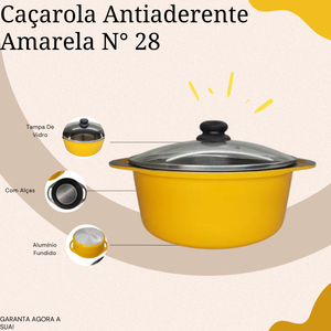 Caçarola Antiaderente Com Tampa N28 Amarela - A Gourmet