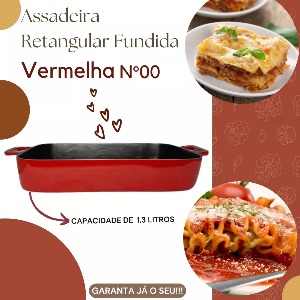 Assadeira Alumínio Fundido Vermelha