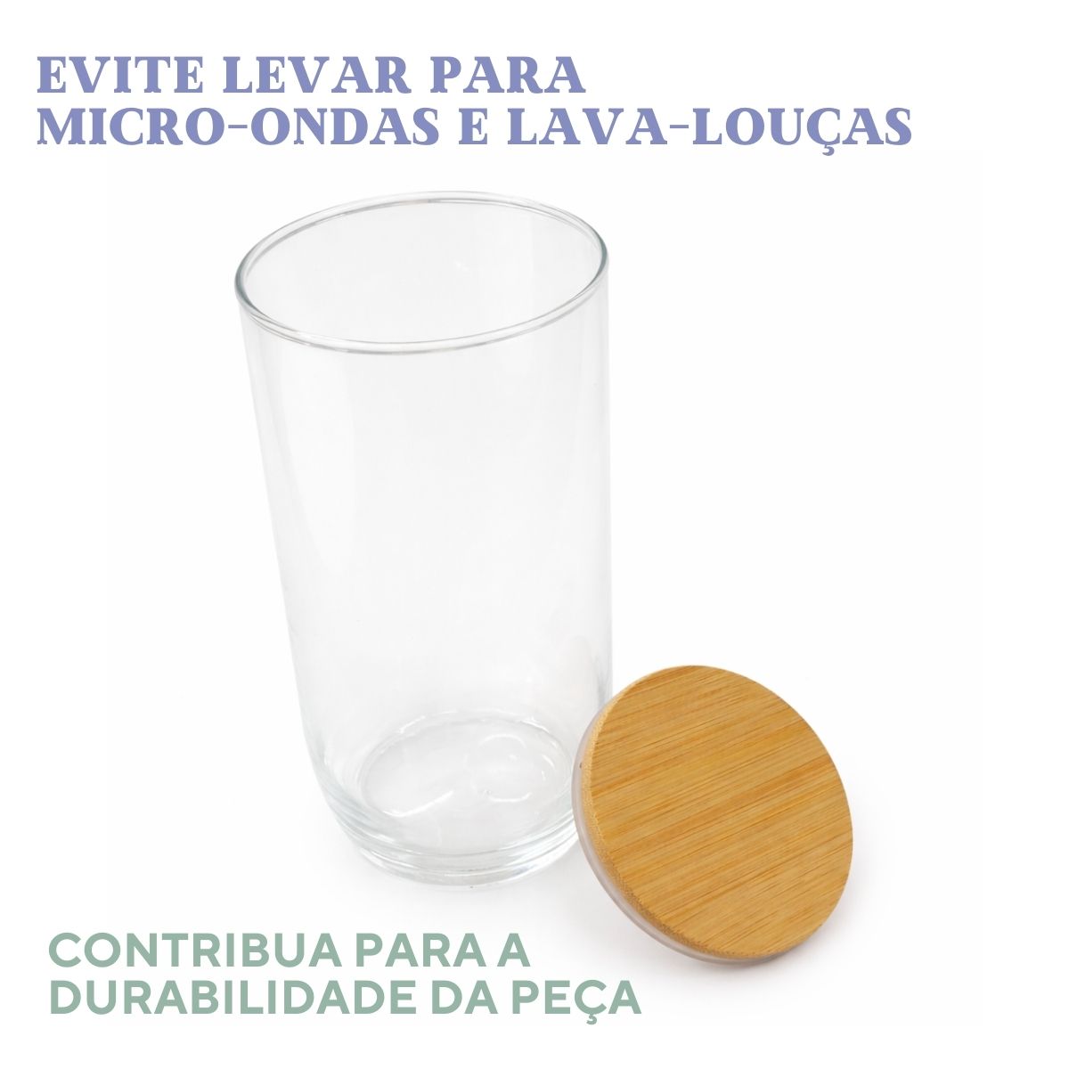 Pote Vidro Tampa Bambu 1,2Litros