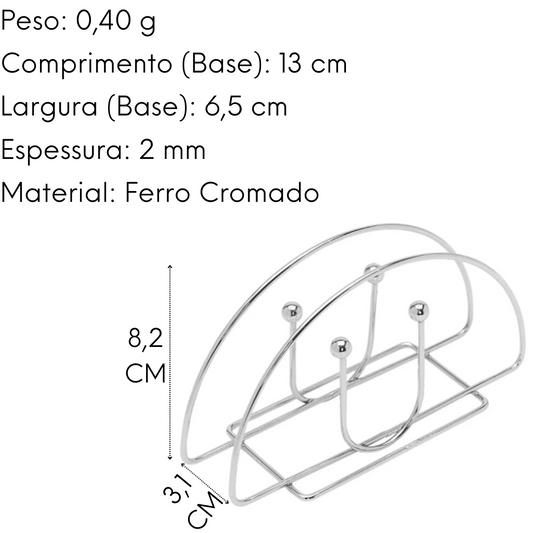 Porta Guardanapo de Ferro Cromado