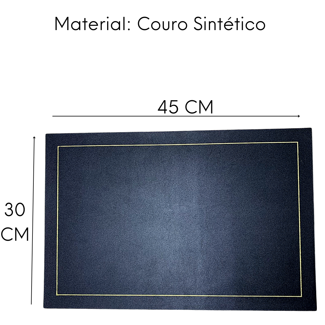Lugar Americano Preto em Couro Sintético Dolce Home