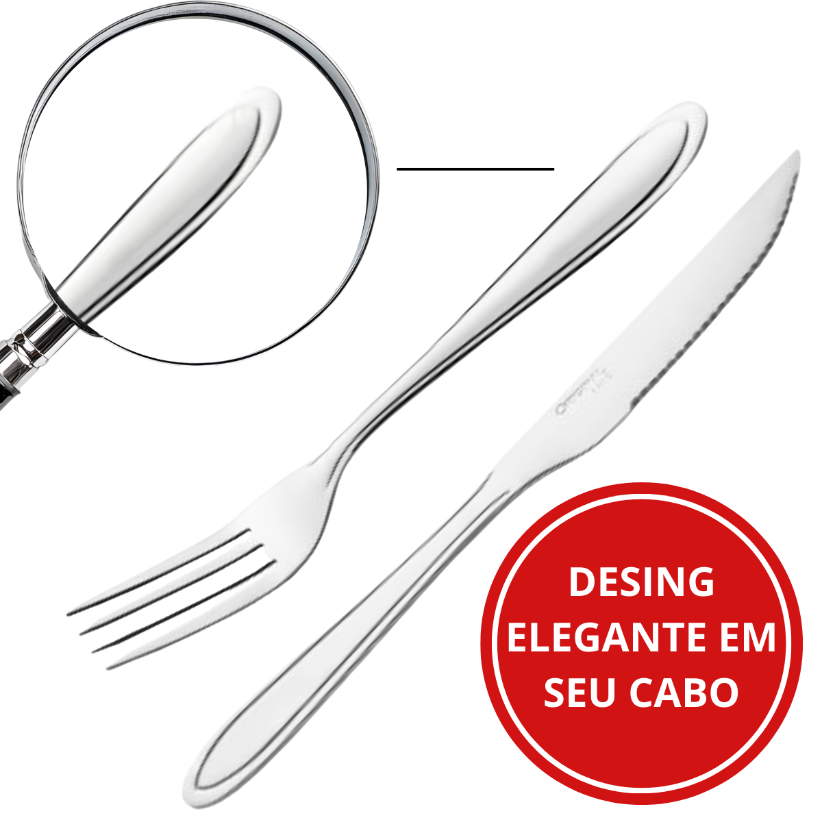 Kit Garfo Mesa Faca Churrasco América 24Pçs