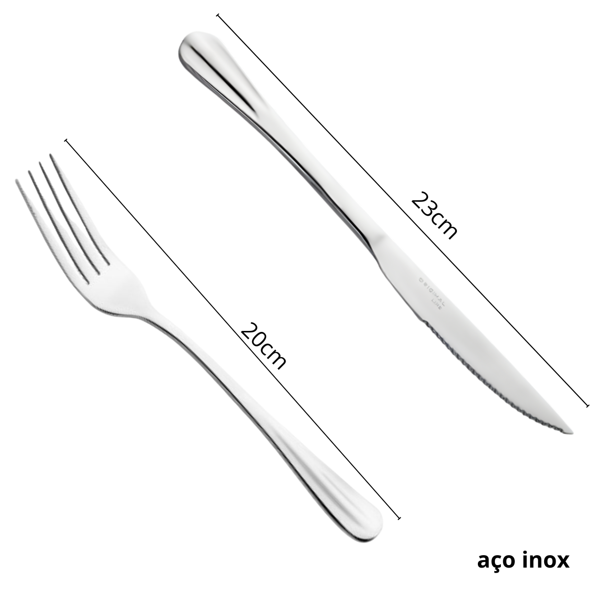 Kit Garfo de Mesa e Faca Churrasco Euro 24Pçs