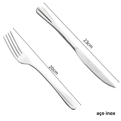 Kit Garfo de Mesa e Faca Churrasco Euro 24Pçs