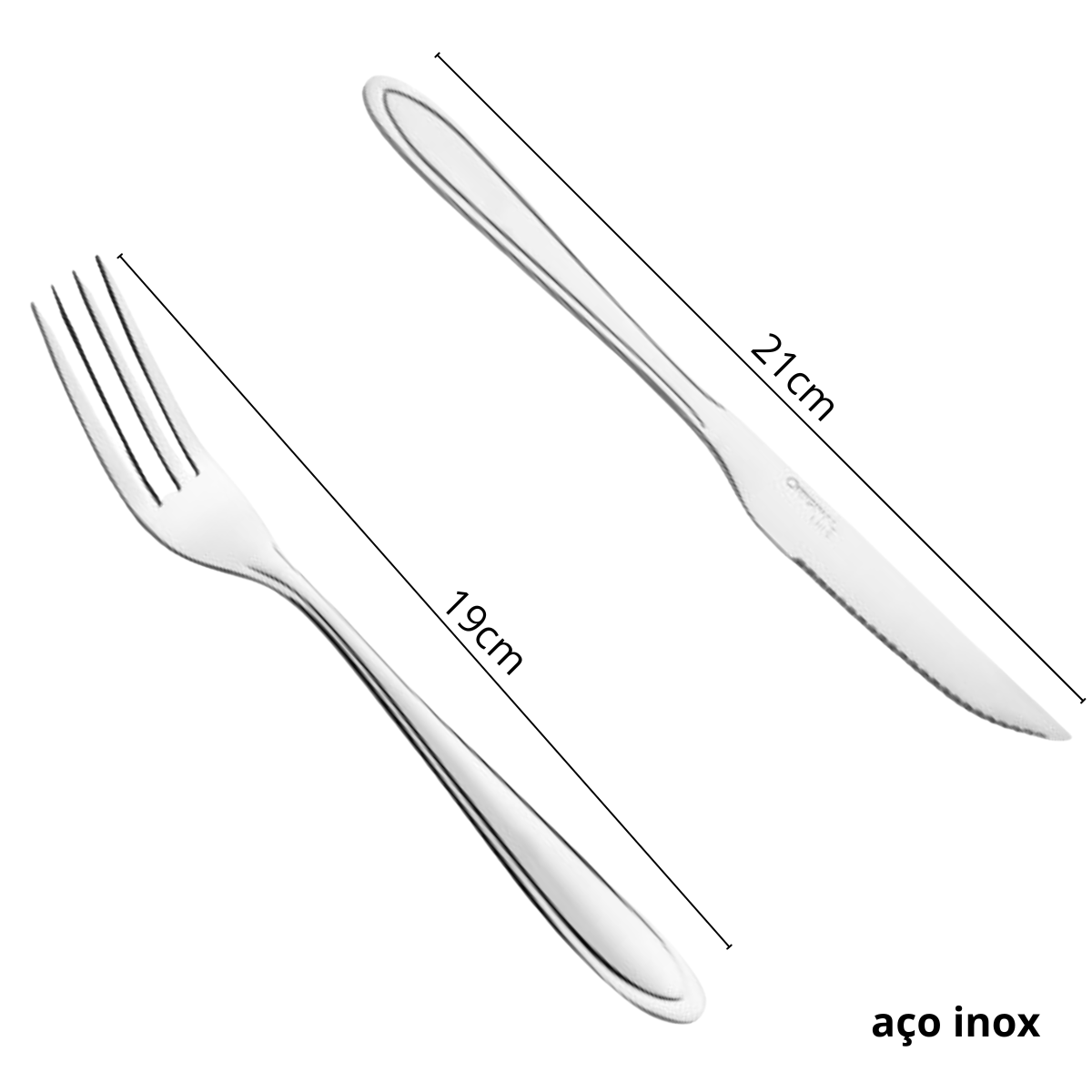 Kit Garfo Mesa Faca Churrasco América 24Pçs