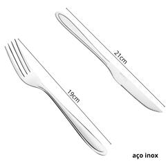 Kit Garfo Mesa Faca Churrasco América 24Pçs