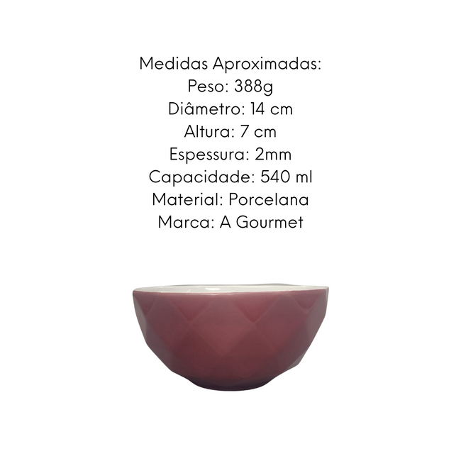 Tigela Bowl de Porcelana Vinho 540ml Main Image