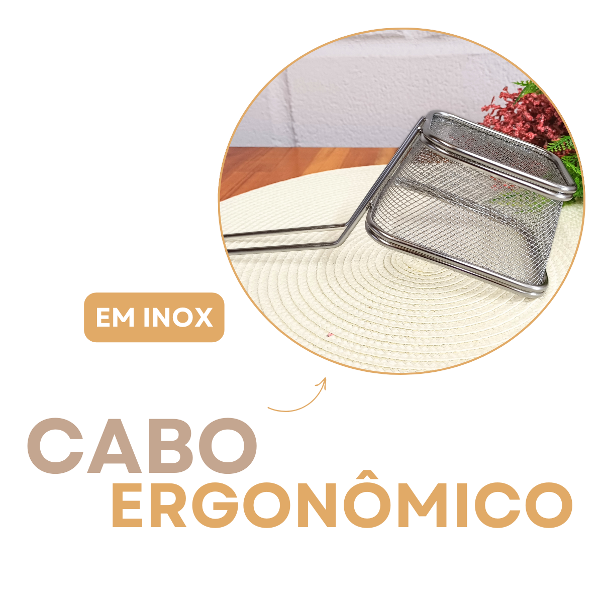 Peneira Batata Servir Fritura Inox