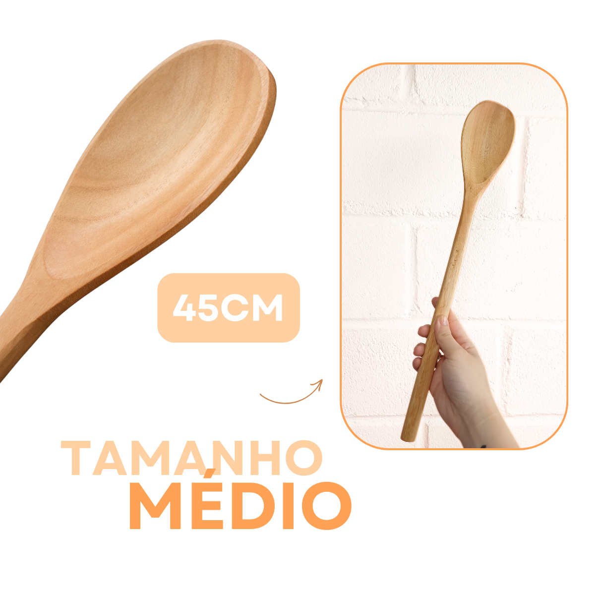 Colher de Pau 45cm Madeira