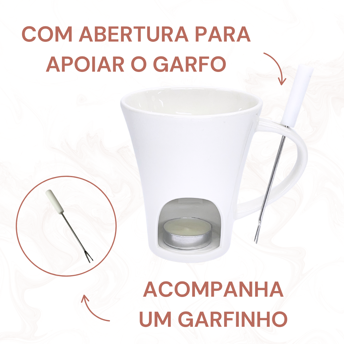 Caneca Fondue com Tabua Coração - A Gourmet