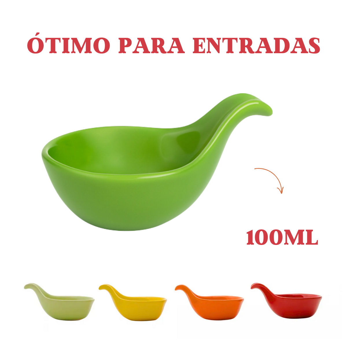 Kit 4 colher porcelana colorida finger-food