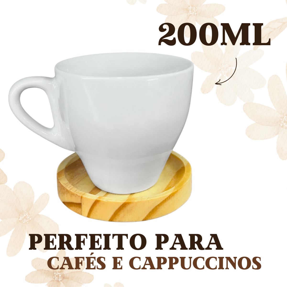 Xicara Cappuccino Com Pires Redondo Madeira