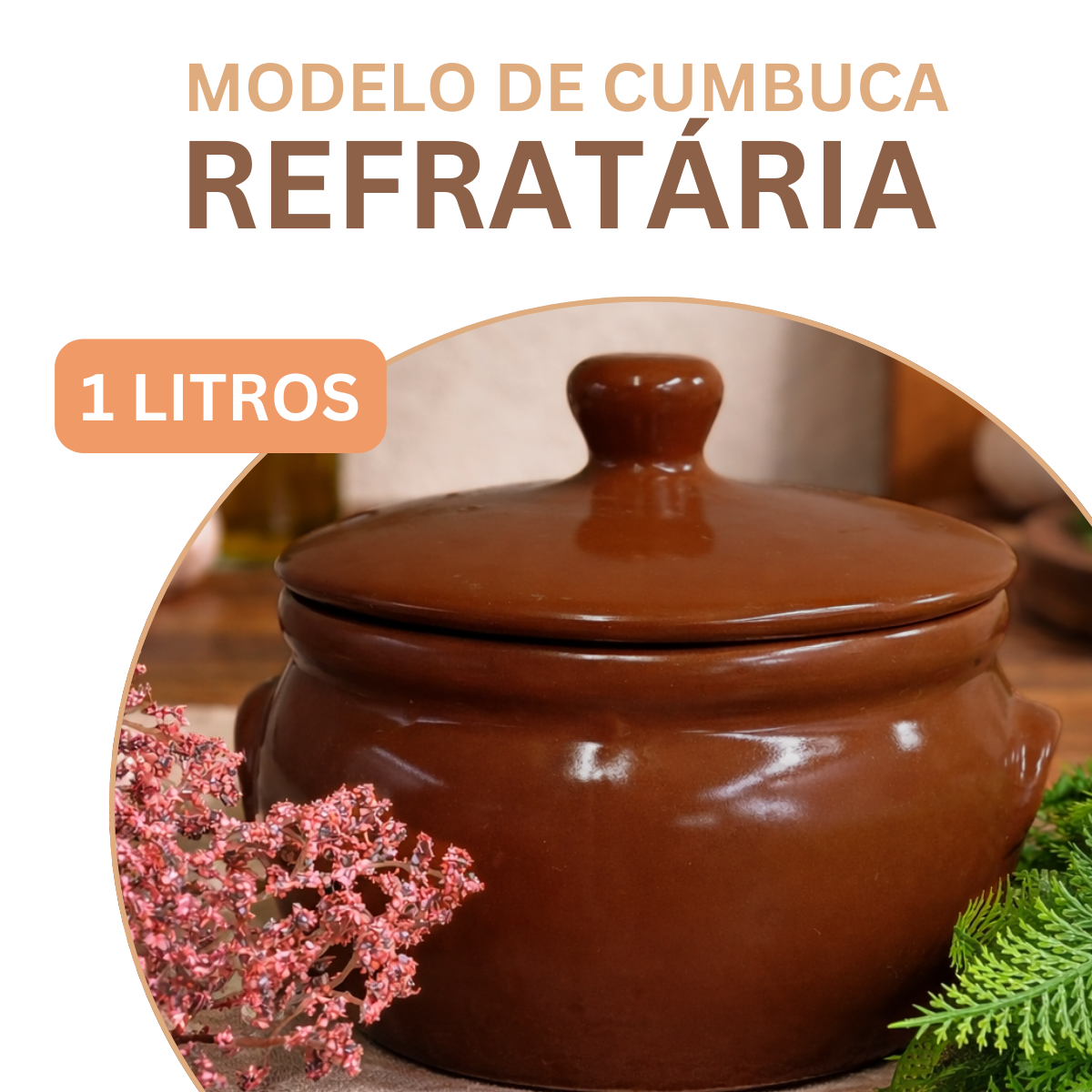 Caçarola Refrataria C/ Tampa 1 Litro