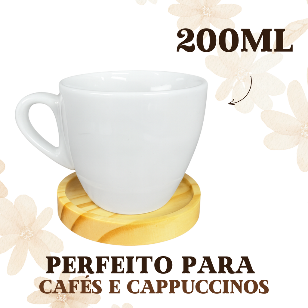 Xicara porcelana com pires 200ml
