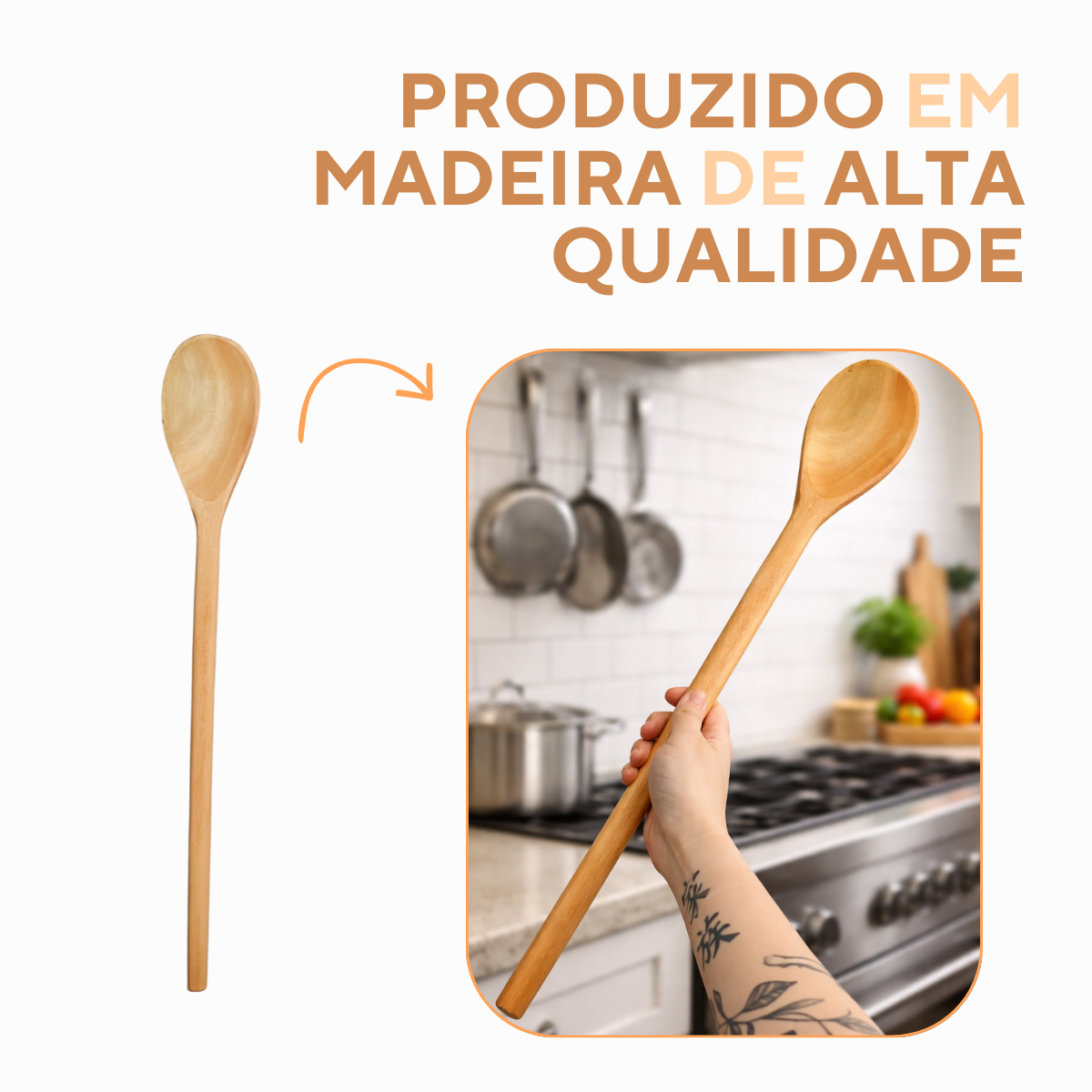 Colher de Pau 60cm Madeira