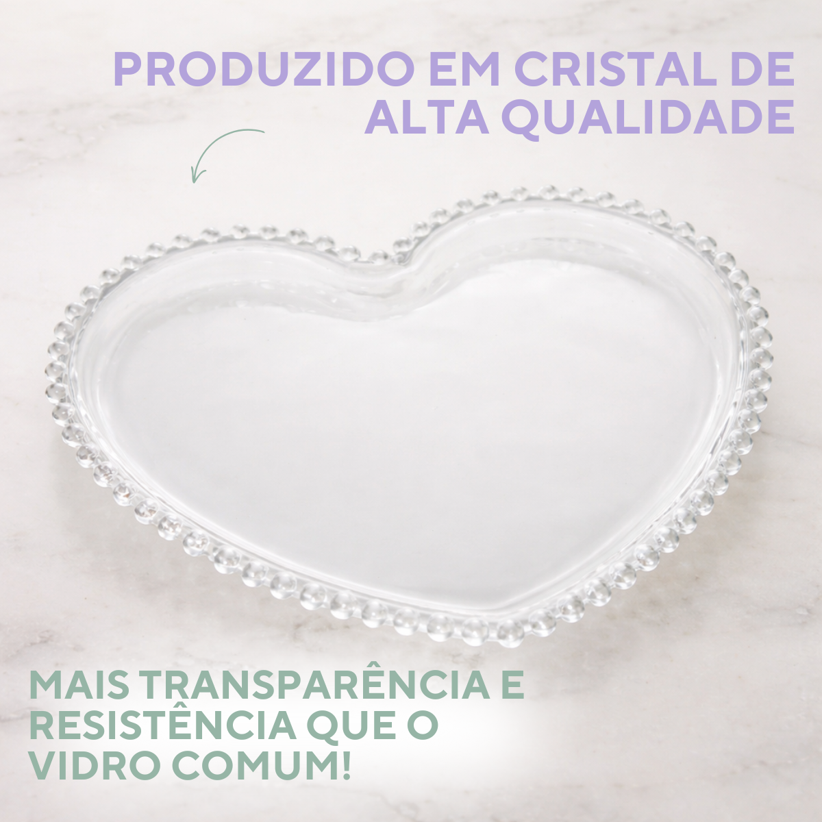 Prato Vidro Coração 22cm