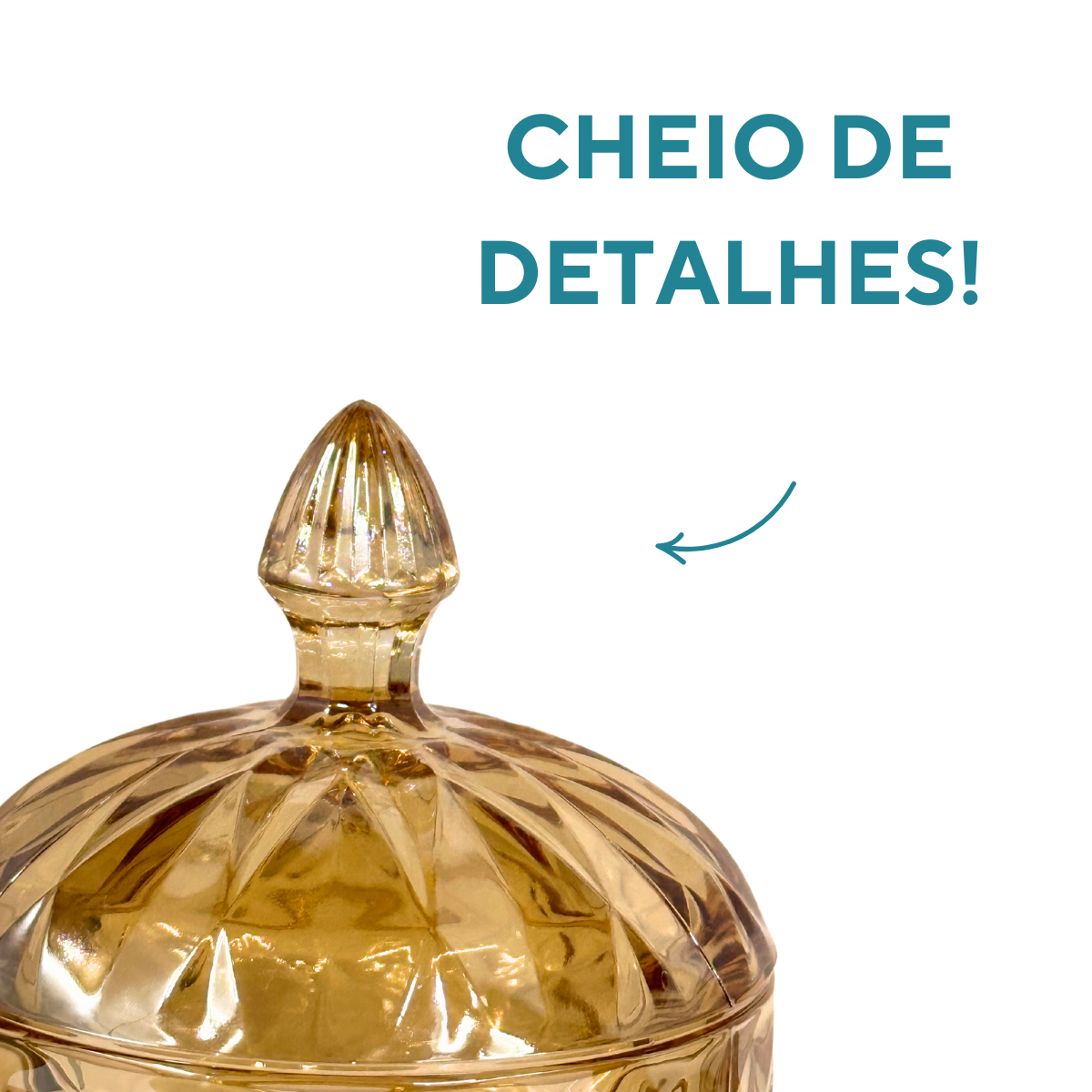 Potiche bomboniere ambar vidro diamond