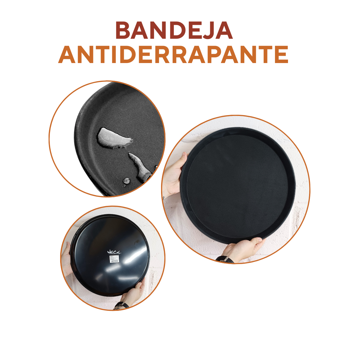 Bandeja Garçom Servir Redonda Antiderrapante