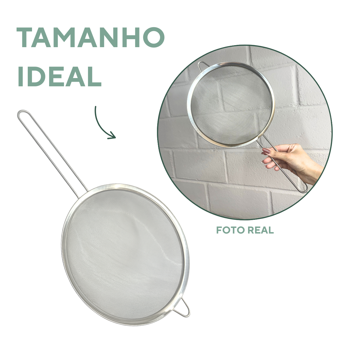 Peneira malha fina inox 26cm