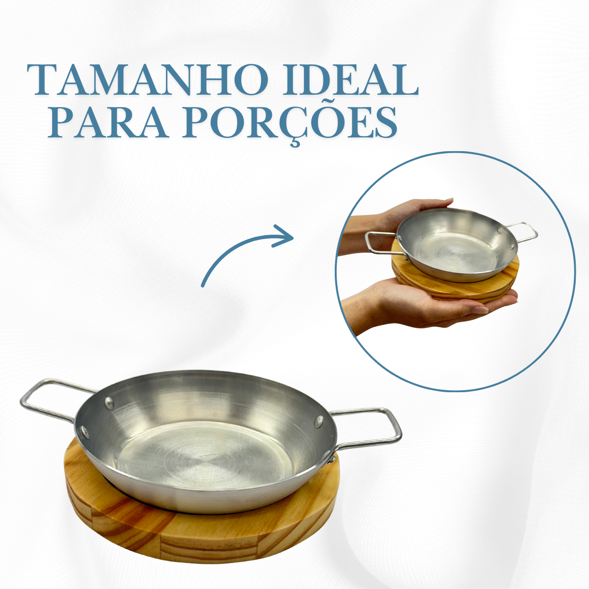 Tábua De Madeira Com Frigideira Pergaminho 16cm Porção - A Gourmet