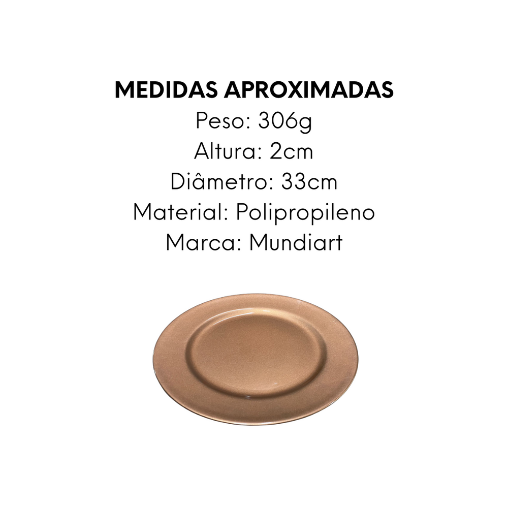 Sousplat Rose 33cm de Polipropileno GZT