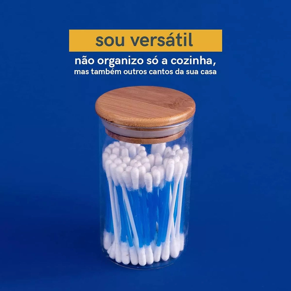 Pote Hermético Vidro Tampa Bambu Redondo 800ml Class Home