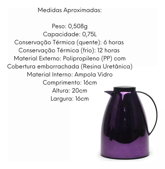 Bule Viena 750ml Metalizado Merlot