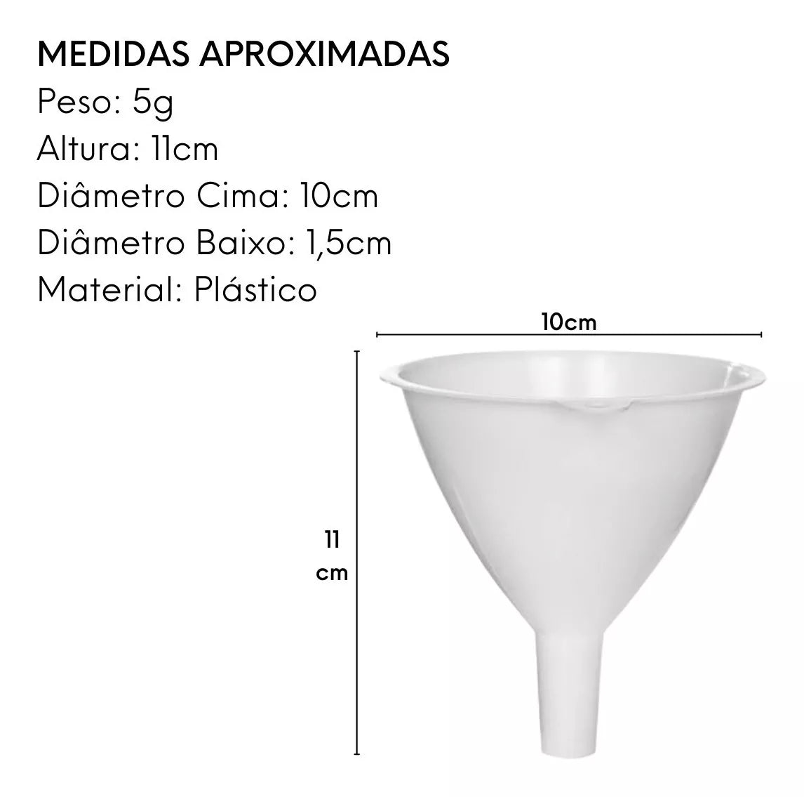 Funil de Plástico 10cm - A Gourmet