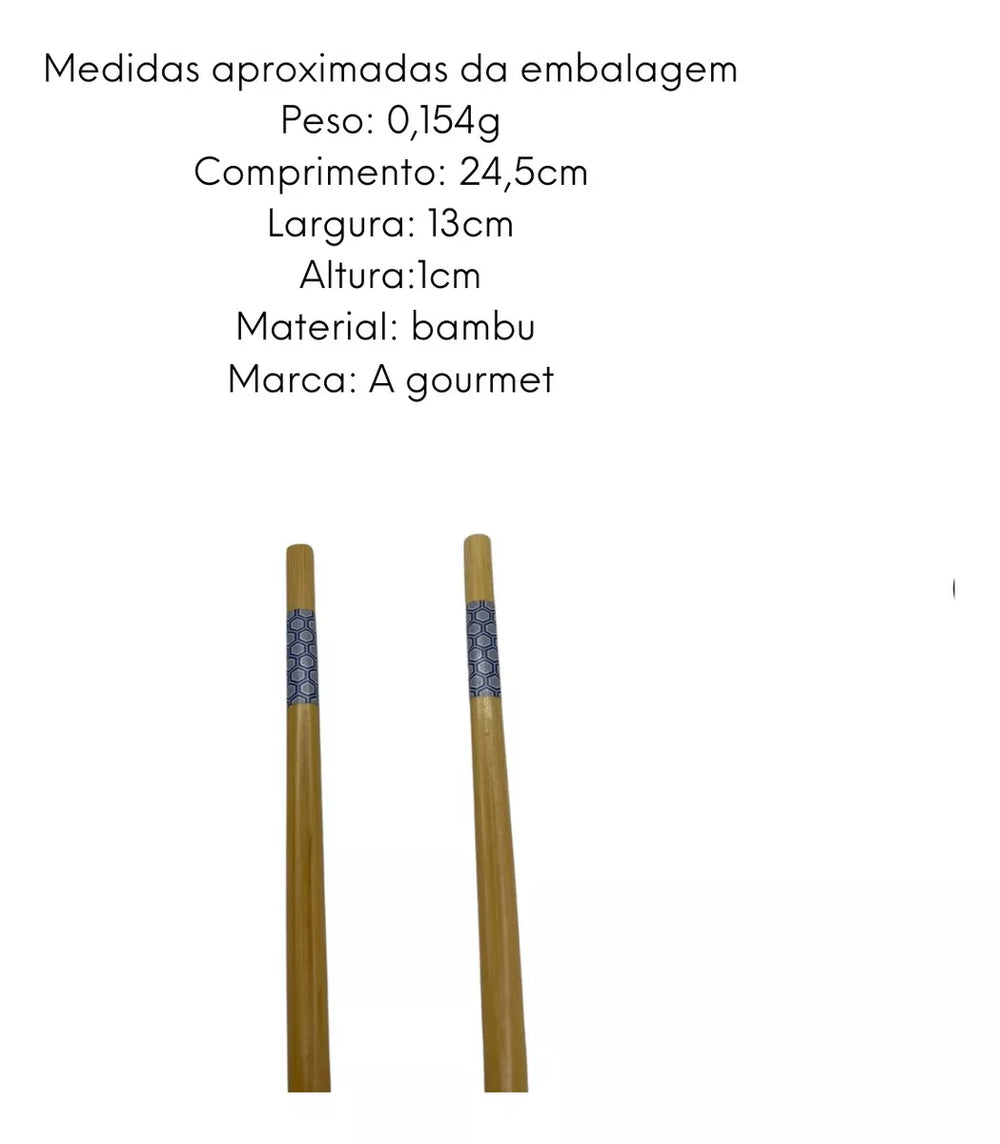 Kit 10 Pares de Hashi de Bambu Ecológico - A Gourmet