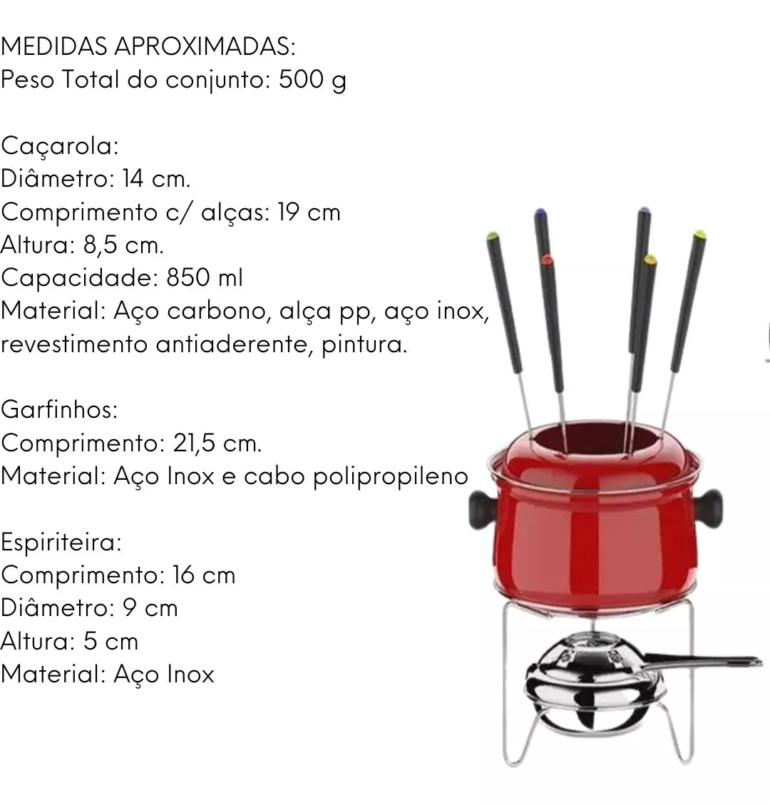 Conjunto Fondue 10Pçs Vermelho - A Gourmet