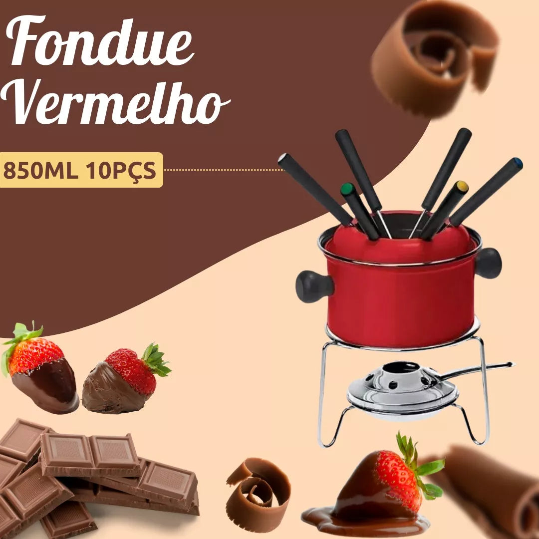 Conjunto Fondue 10Pçs Vermelho - A Gourmet
