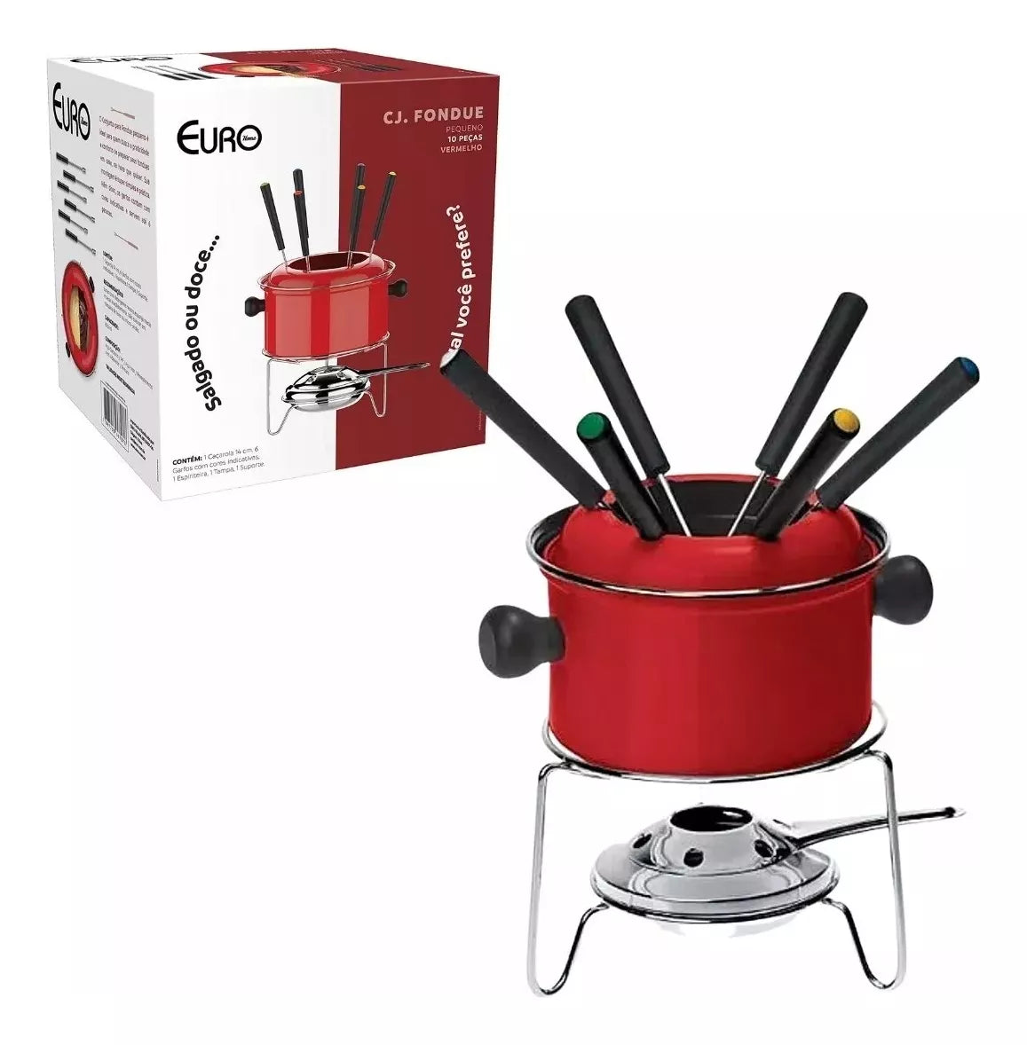 Conjunto Fondue 10Pçs Vermelho - A Gourmet