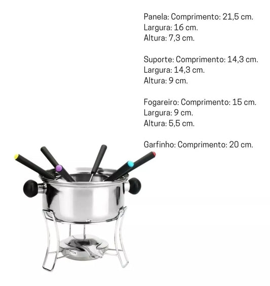 Conjunto Fondue em Aço Inox 10Pçs