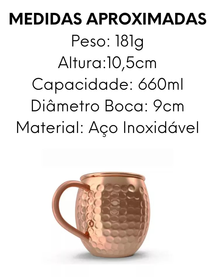 Caneca Moscow Mule aço inox 660ml Imporiente