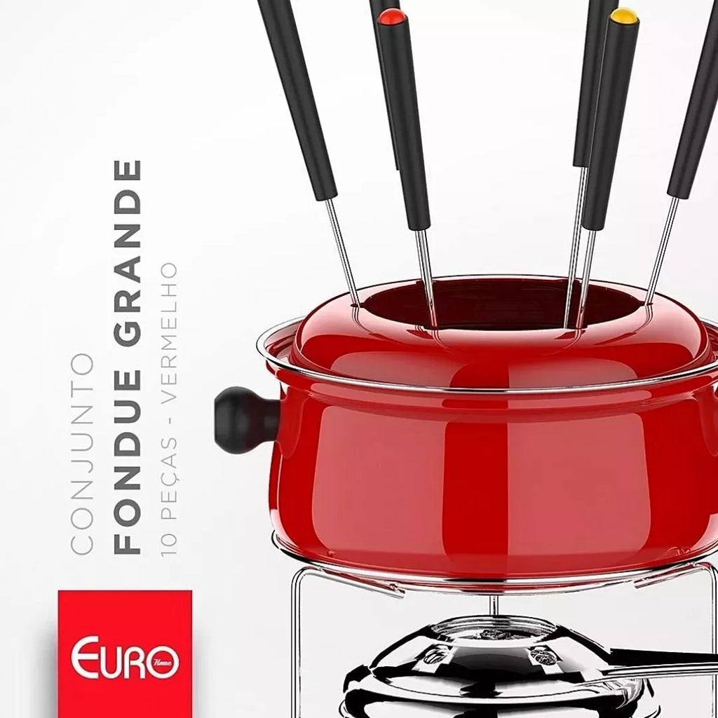 Conjunto Fondue 10Pçs Vermelho - A Gourmet