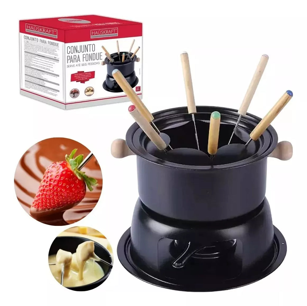 Conjunto Para Fondue Lucerna 11Pçs Preto - A Gourmet