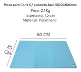 Placa de Corte Com Canaleta Azul 50cm - A Gourmet