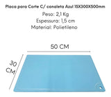 Placa de Corte Com Canaleta Azul 50cm