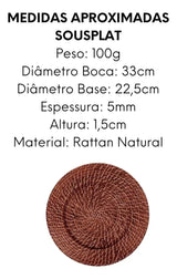 Sousplat Redondo Fechado Rattan Escuro GZT