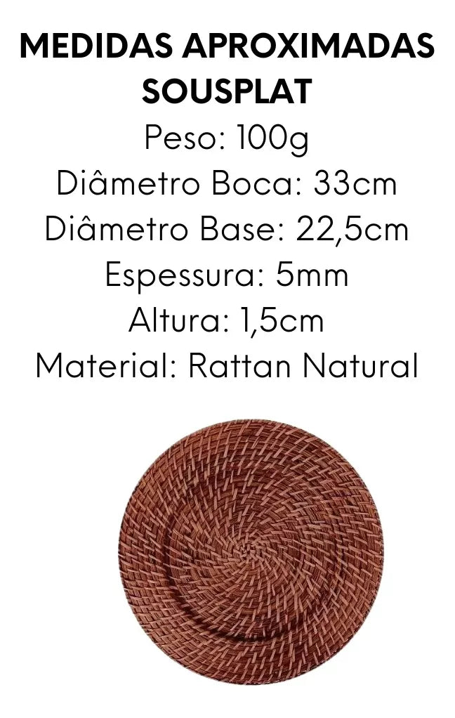 Sousplat Redondo Fechado Rattan Escuro GZT