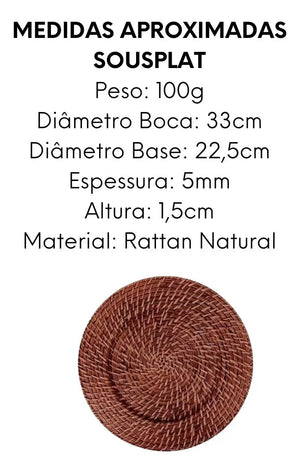 Sousplat Redondo Fechado Rattan Escuro GZT