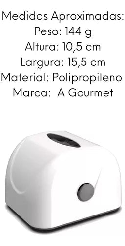 Porta Guardanapo Branco em Polipropileno A Gourmet