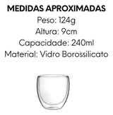 Conjunto 2 Copos Coffe de Vidro Borossilicato 240ml - A Gourmet