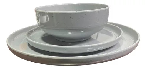 Prato Areia Cinza Borda Reta de Melamina 20cm Gourmet Mix