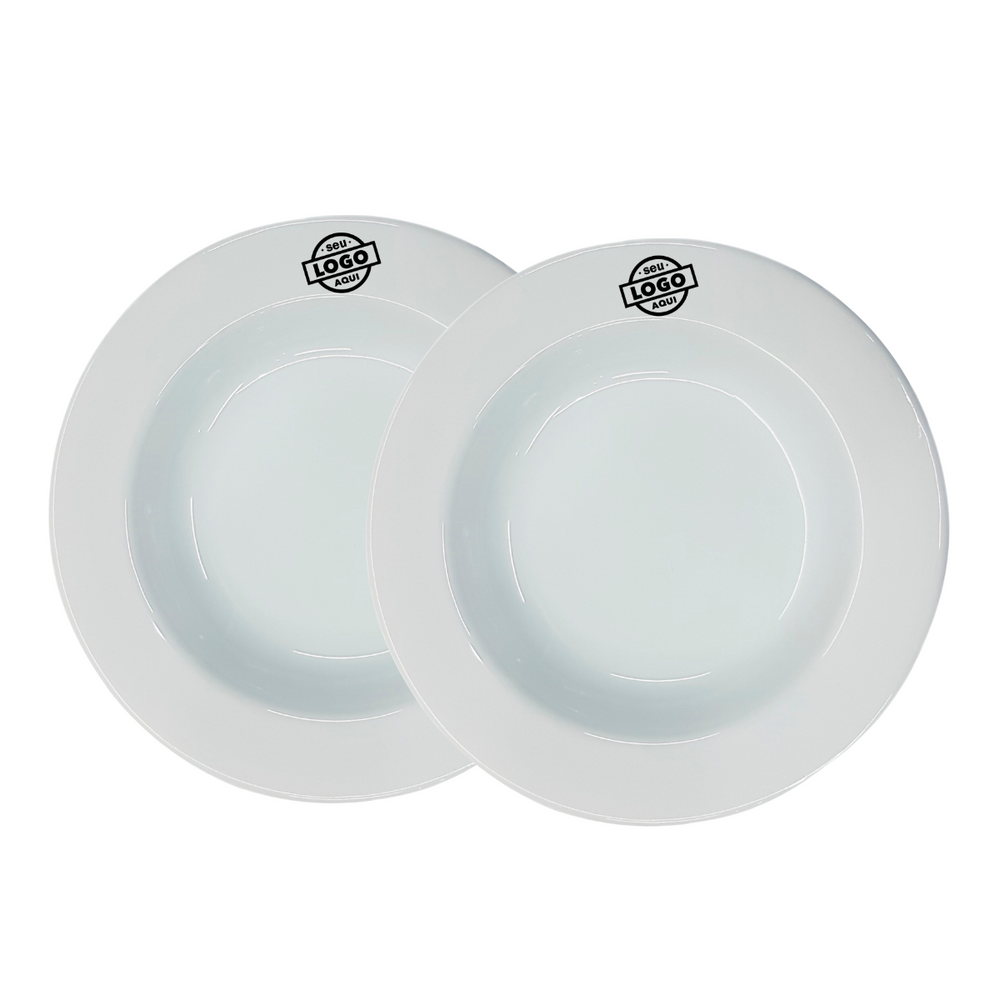Kit 50 Prato Fundo Baru Personalizado Com Sua Logo - A Gourmet