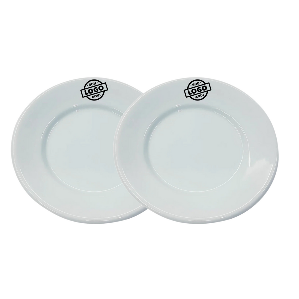 Kit 50 Prato Pão Bauru de Porcelana Com Sua Logo Marca - A Gourmet