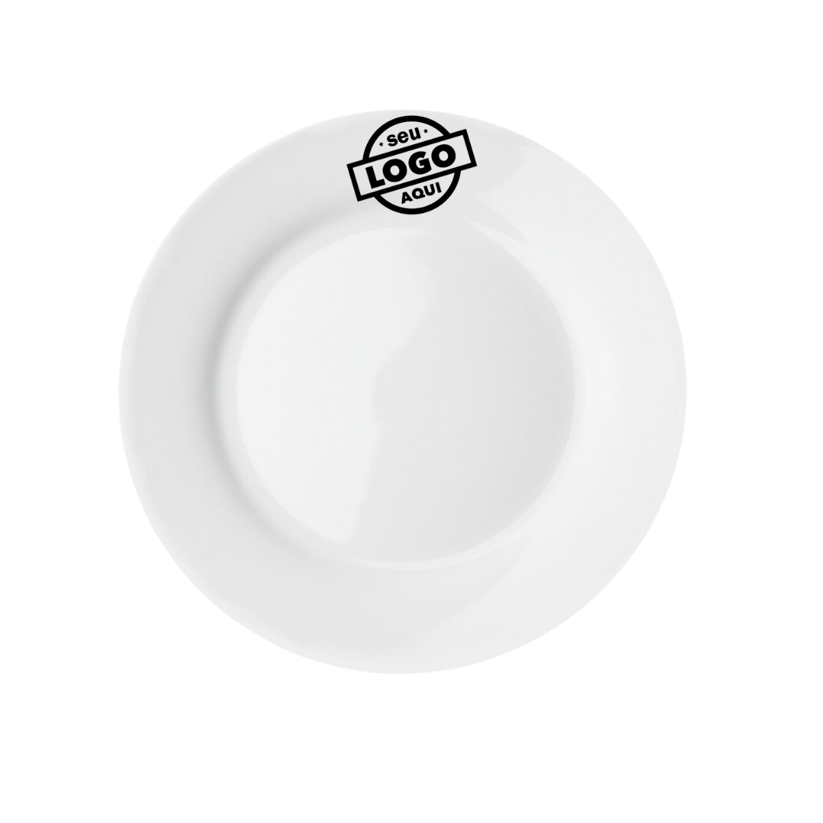 Kit 50 Prato Raso Bianco Flat 28cm Com Sua Marca - A Gourmet